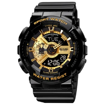 SKMEI Men's Digital Sports Watch, 1834 LED Round Large Face Analog Quartz Wrist Watch