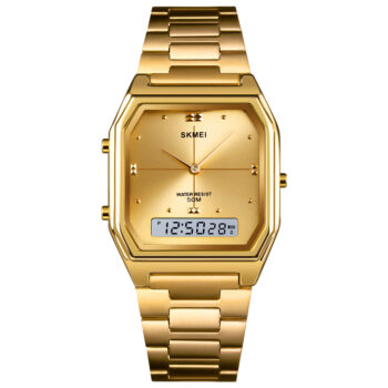 SKMEI 2258 Luxury Quartz Watch for Woman Square Steel Waterproof Double Time Sport