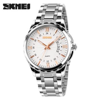 SKMEI 9069 Analog Quartz  Casual Stainless Steel Strap Men’s Watch-silver