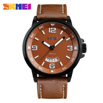 skmei 9115 genuine leather waterproof quartz watch