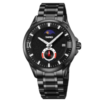 SKMEI 9326 Classic Quartz Stainless Steel Analog Moon Phase Watch