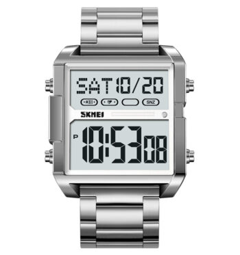 Skmei 2299 Stainlessl digital watch Outdoor alarm waterproof date mens Watch-silver