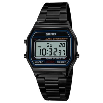 skmei 1123 Men’s Luxury Digital Stainless Steel Band Wristwatch Slim Antique Sport-black