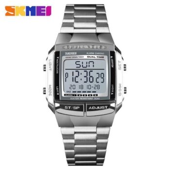 skmei 1381 Quartz Mens Watch Watch Luminous Multi-functional Three Time-silver