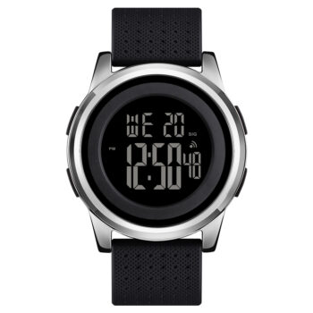 Skmei 1502 Digital Thin Dial Waterproof Wrist Watch for students watch – black silver