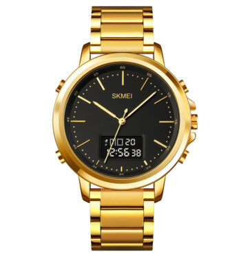 SKMEI 1652 Stainless Steel Watch Outdoor Waterproof Display Watch Alarm Clock Men’s Digital Watch-gold