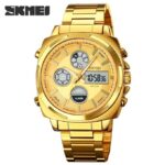 SKMEI 1673 Business Men’s Watches Quartz Digital Waterproof Wristwatch Stainless Steel Chrono Sport Watch