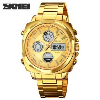 SKMEI 1673 Business Men’s Watches Quartz Digital Waterproof Wristwatch Stainless Steel Chrono Sport Watch