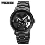 skmei 1990 Rolling Quartz Spinning Car Wheel stainless mens Watch-white pad