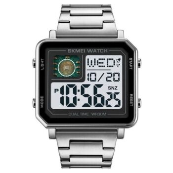 Skmei 2033 Digital Watch, waterproof alarm stainless -silver