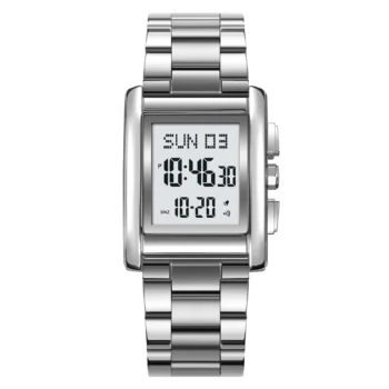 SKMEI 2258Quartz Watch  Square Steel Waterproof Double Time Sport-silver