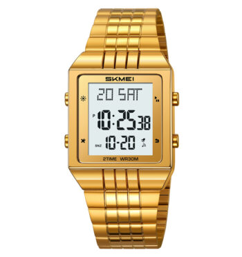 skmei 2335 new Arrival Men Digital Watch Stainless Steel Strap-gold