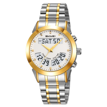 SKMEI 2445 Men’s Luxury Stainless Steel Wristwatch Analog-Digital Dual Time-silver