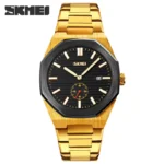Skmei 9262 Luxury Stainless Steel Analog Watch for Men-gold black