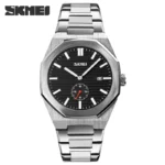 Skmei 9262 Luxury Stainless Steel Analog Watch for Men-silver black