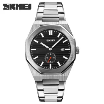 Skmei 9262 Luxury Stainless Steel Analog Watch for Men-silver black