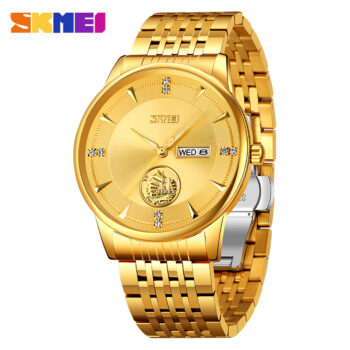 Skmei 9309 quartz men watch-date display-gold