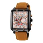 SKMEI 9340 OEM Men's Waterproof Square Quartz Watch-beige white