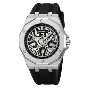 SKMEI New Arrival M036 Luxury Waterproof Mechanical Watch-black silver